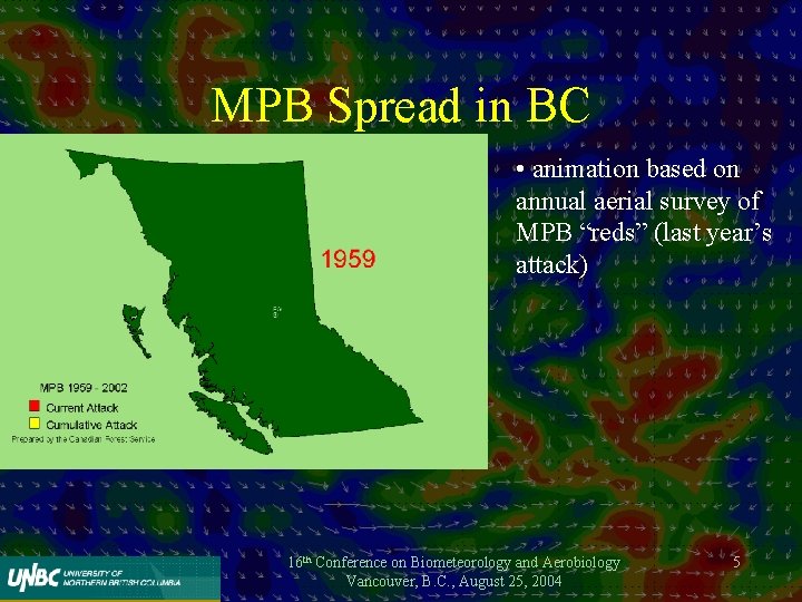 MPB Spread in BC • animation based on annual aerial survey of MPB “reds”