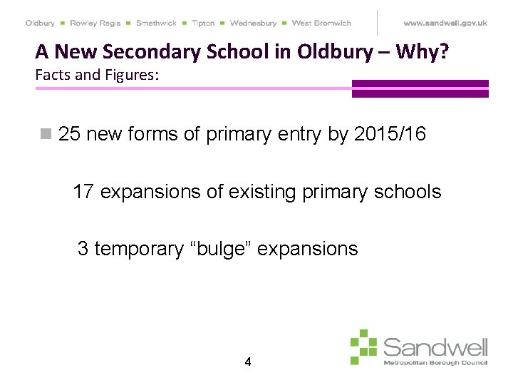 A New Secondary School in Oldbury – Why? Facts and Figures: n 25 new