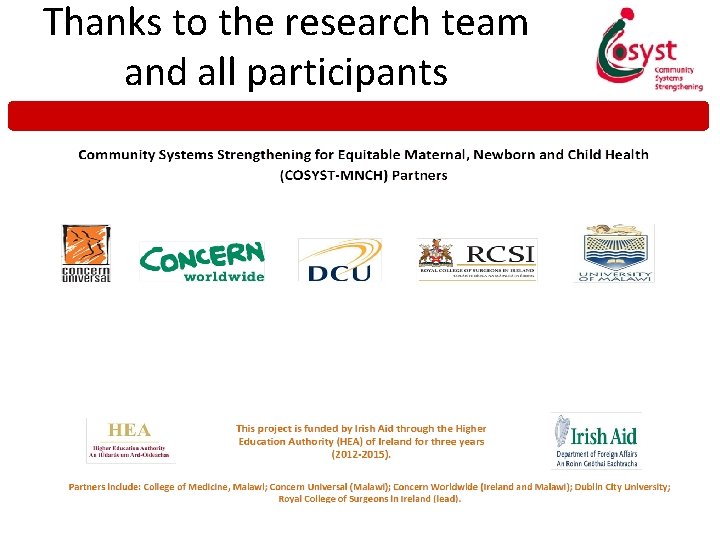 Thanks to the research team and all participants 