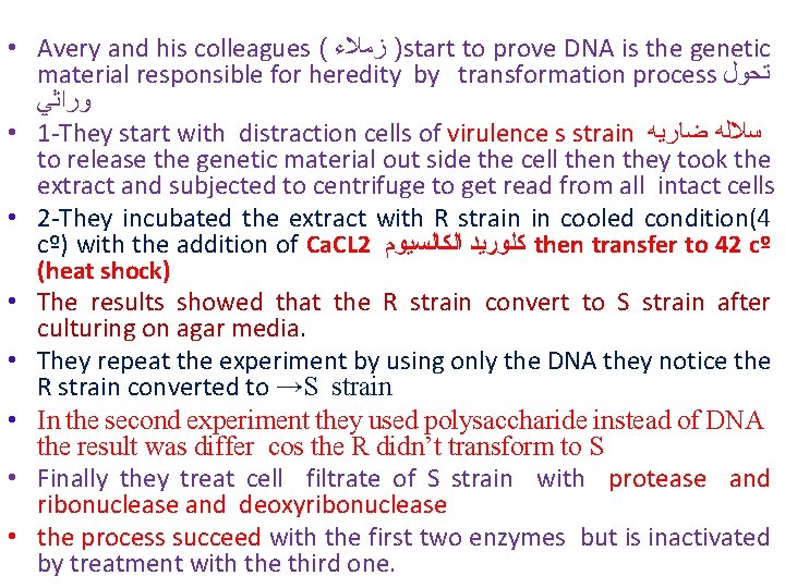  • Avery and his colleagues ( ) ﺯﻣﻼﺀ start to prove DNA is