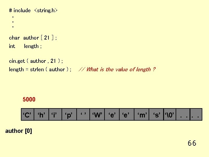 # include <string. h>. . . char author [ 21 ] ; int length