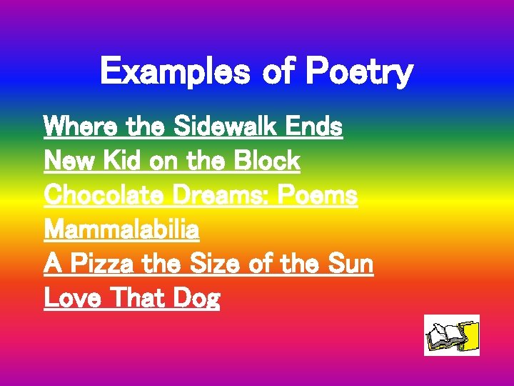 Examples of Poetry Where the Sidewalk Ends New Kid on the Block Chocolate Dreams: