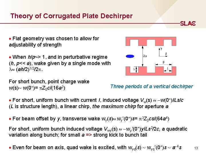 Theory of Corrugated Plate Dechirper Flat geometry was chosen to allow for adjustability of