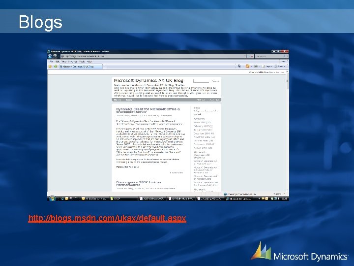 Blogs http: //blogs. msdn. com/ukax/default. aspx 