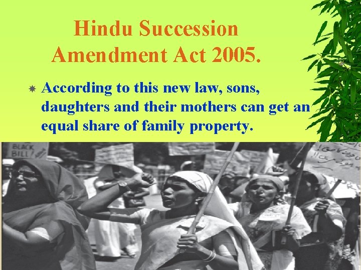 Hindu Succession Amendment Act 2005. According to this new law, sons, daughters and their