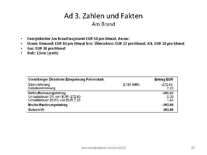 Ad 3. Zahlen und Fakten Am Brand • • Energiekosten Am Brand insgesamt EUR