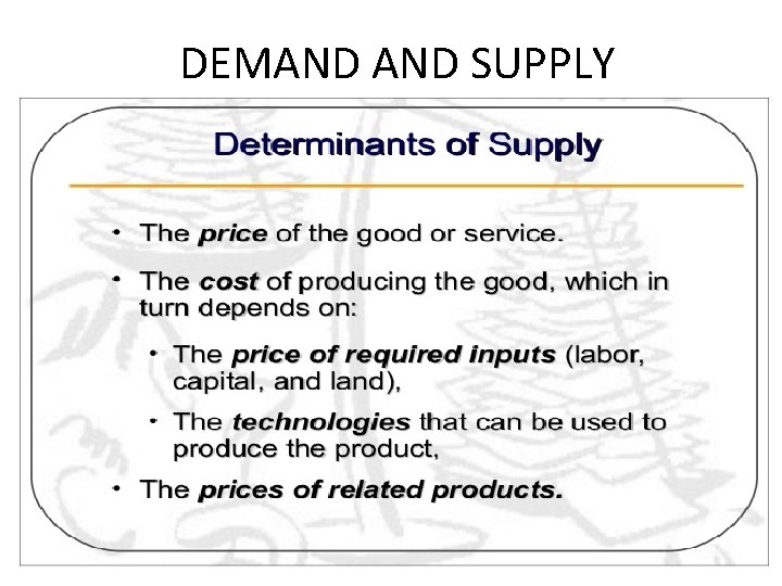 DEMAND SUPPLY 