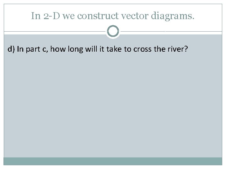 In 2 -D we construct vector diagrams. d) In part c, how long will
