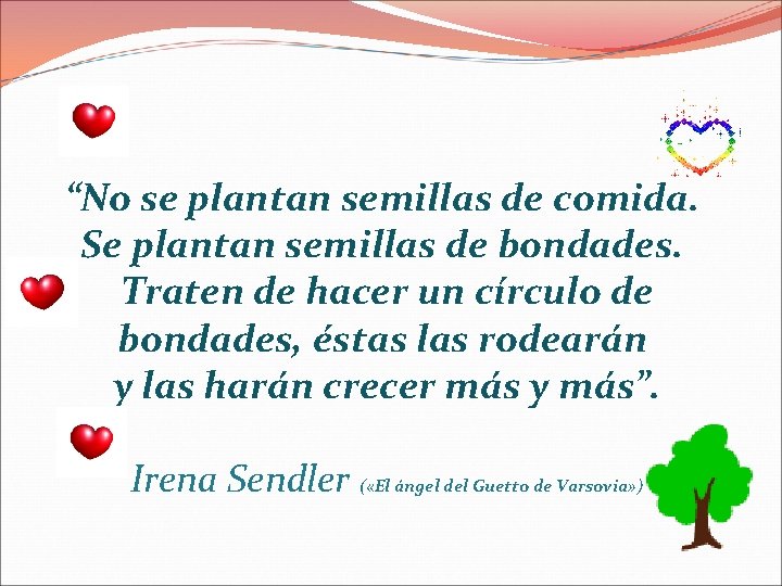 “No se plantan semillas de comida. Se plantan semillas de bondades. Traten de hacer