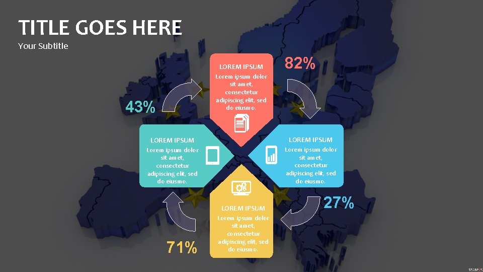 TITLE GOES HERE Your Subtitle LOREM IPSUM 82% Lorem ipsum dolor sit amet, consectetur