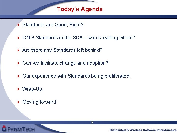 Today’s Agenda 4 Standards are Good, Right? 4 OMG Standards in the SCA –