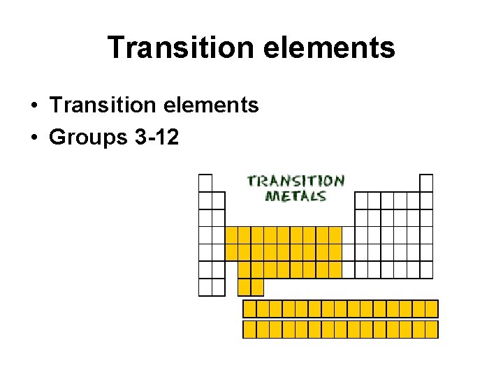 Transition elements • Groups 3 -12 