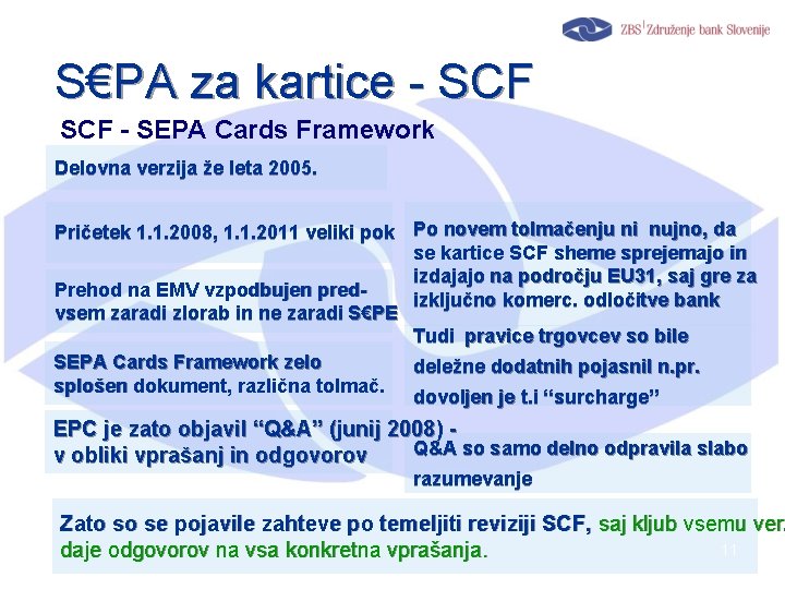 S€PA za kartice - SCF - SEPA Cards Framework Delovna verzija že leta 2005.