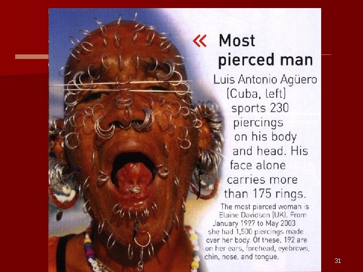 Lots of piercings… This may be a bit disturbing… 31 