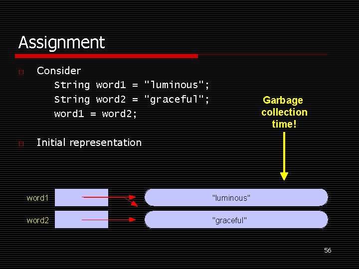 Assignment o o Consider String word 1 = "luminous"; String word 2 = "graceful";