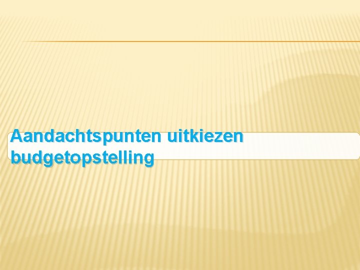 Aandachtspunten uitkiezen budgetopstelling 