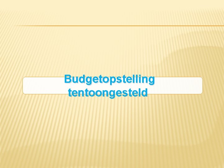 Budgetopstelling tentoongesteld 