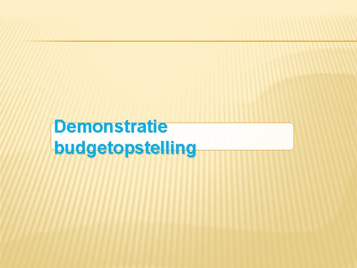 Demonstratie budgetopstelling 