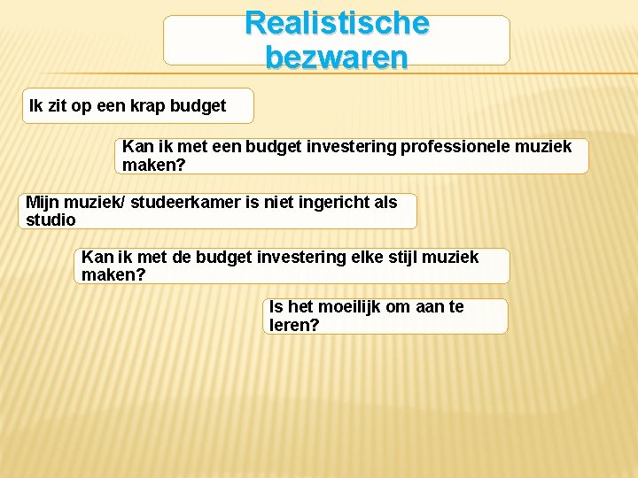 Realistische bezwaren Ik zit op een krap budget Kan ik met een budget investering