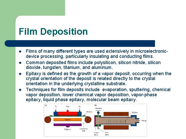 Film Deposition l l Films of many different types are used extensively in microelectronicdevice