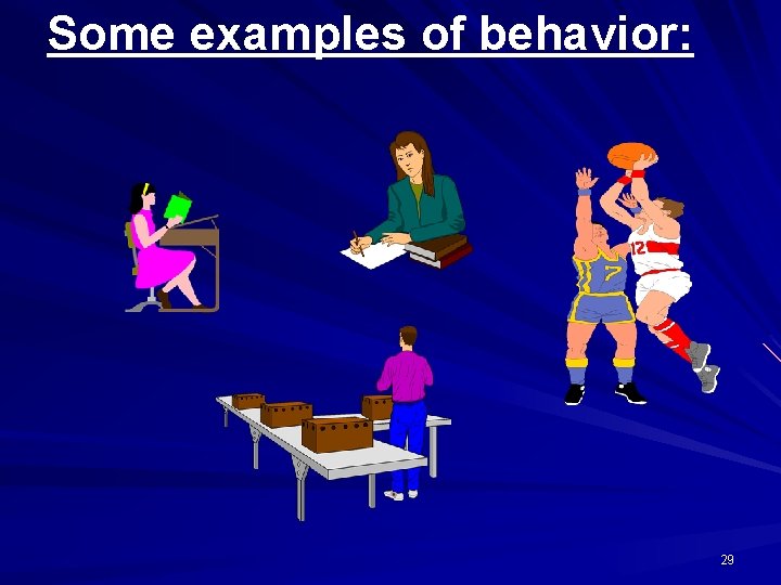 Some examples of behavior: 29 