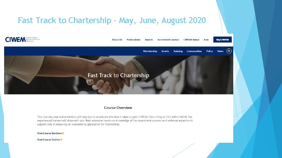 Fast Track to Chartership – May, June, August 2020 
