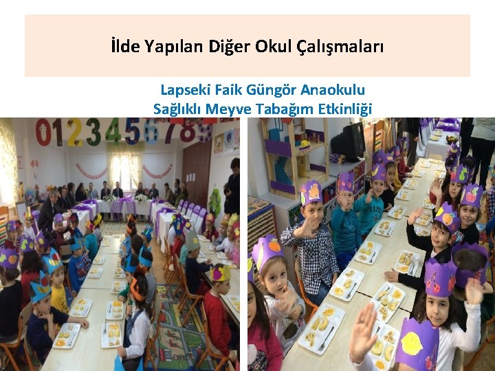 İlde Yapılan Diğer Okul Çalışmaları Lapseki Faik Güngör Anaokulu Sağlıklı Meyve Tabağım Etkinliği 