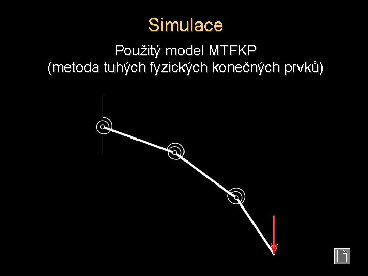 Simulace Použitý model MTFKP (metoda tuhých fyzických konečných prvků) 