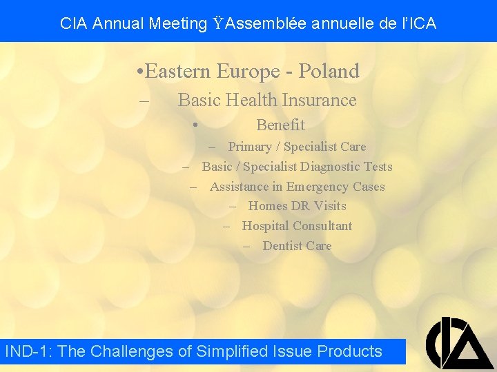 CIA Annual Meeting Ÿ Assemblée annuelle de l’ICA • Eastern Europe - Poland –