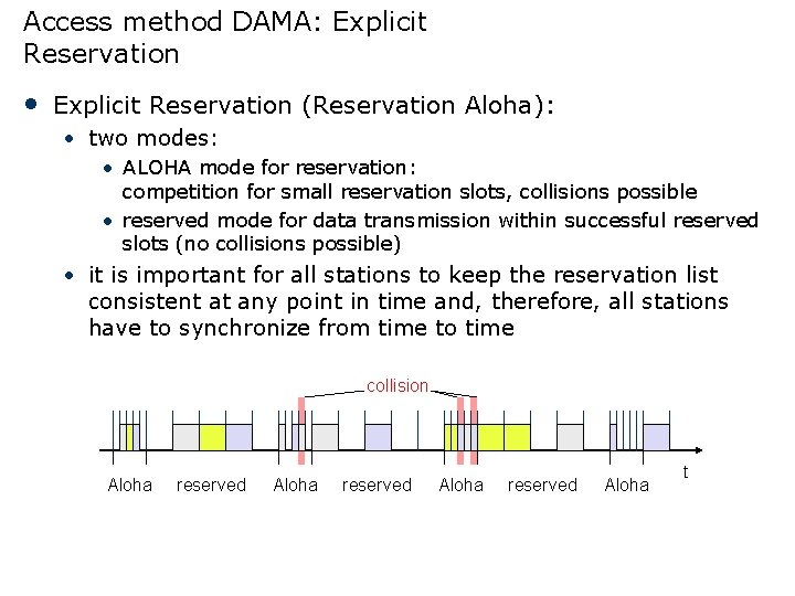 Access method DAMA: Explicit Reservation • Explicit Reservation (Reservation Aloha): • two modes: •