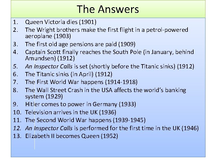 The Answers 1. 2. 3. 4. 5. 6. 7. 8. 9. 10. 11. 12.
