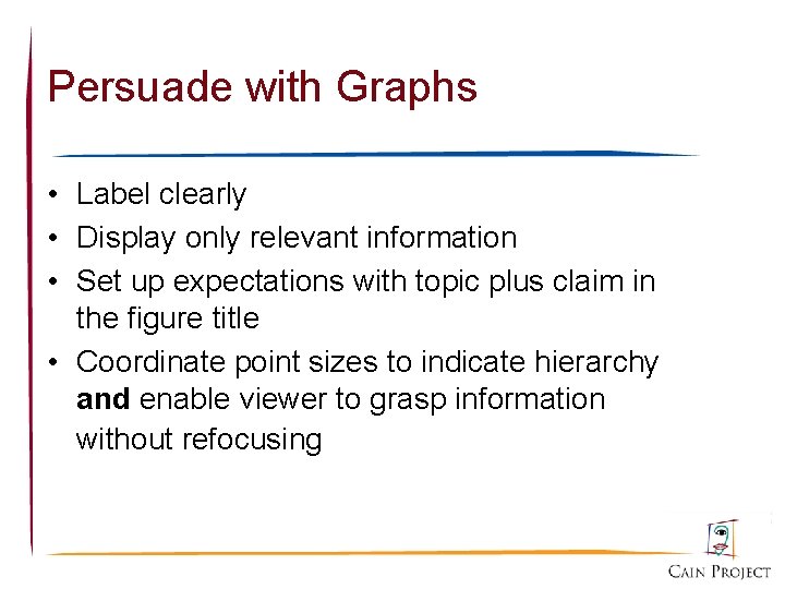 Persuade with Graphs • Label clearly • Display only relevant information • Set up