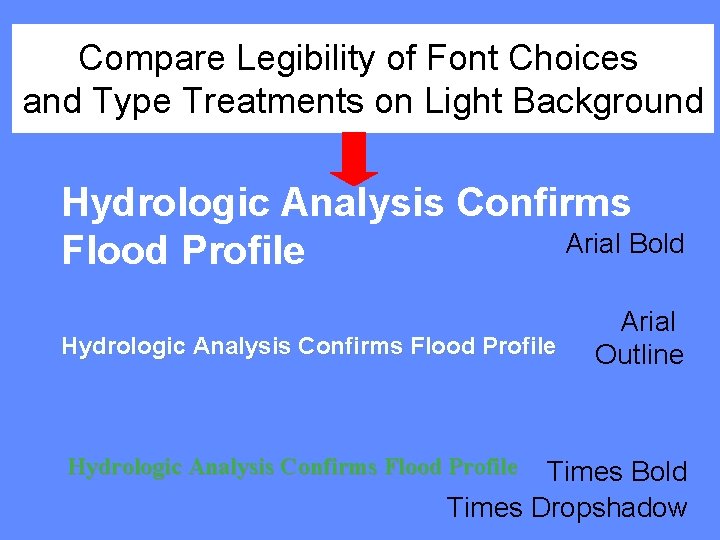 Compare Legibility of Font Choices and Type Treatments on Light Background Hydrologic Analysis Confirms