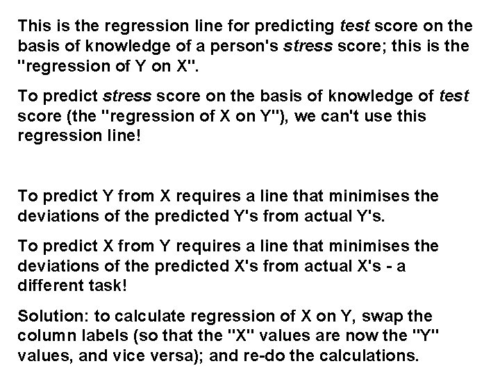 This is the regression line for predicting test score on the basis of knowledge This is the regression line for predicting test score on the basis of knowledge