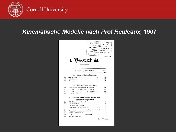 Kinematische Modelle nach Prof Reuleaux, 1907 