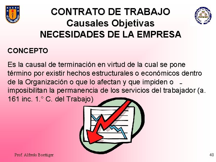 CONTRATO DE TRABAJO Causales Objetivas NECESIDADES DE LA EMPRESA CONCEPTO Es la causal de