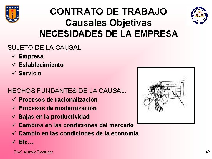 CONTRATO DE TRABAJO Causales Objetivas NECESIDADES DE LA EMPRESA SUJETO DE LA CAUSAL: ü