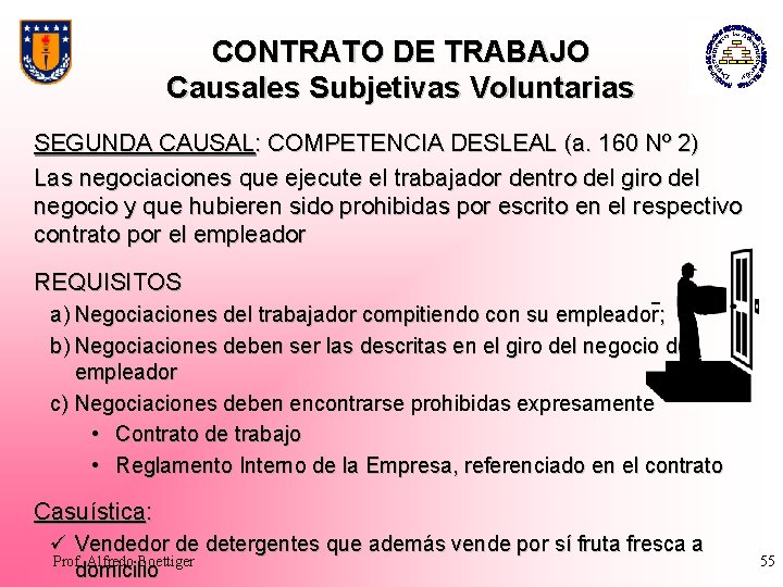 CONTRATO DE TRABAJO Causales Subjetivas Voluntarias SEGUNDA CAUSAL: COMPETENCIA DESLEAL (a. 160 Nº 2)