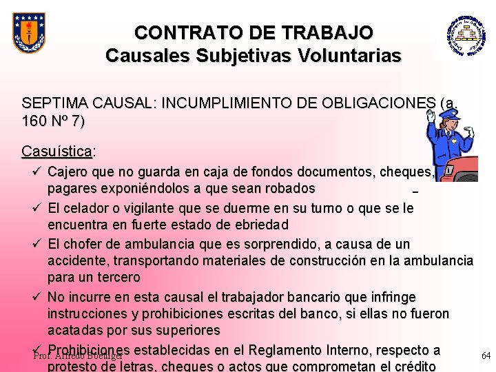 CONTRATO DE TRABAJO Causales Subjetivas Voluntarias SEPTIMA CAUSAL: INCUMPLIMIENTO DE OBLIGACIONES (a. 160 Nº