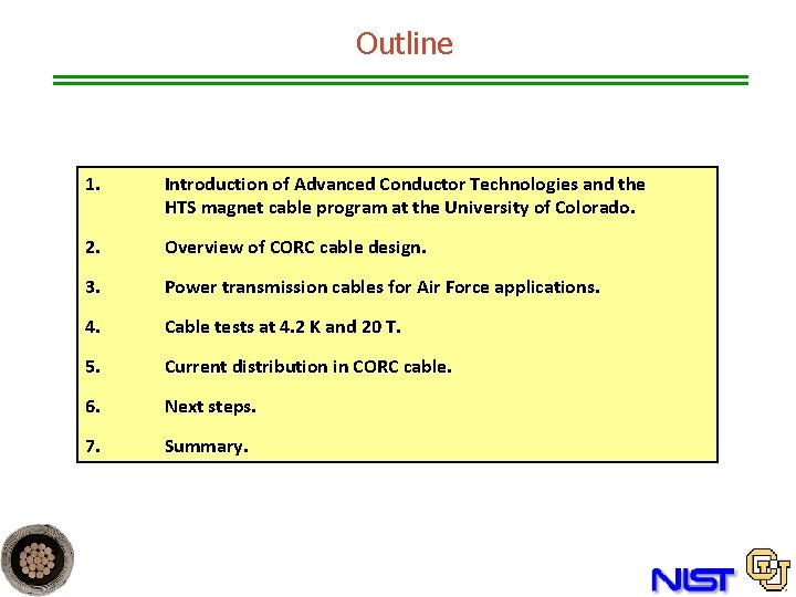 Outline 1. Introduction of Advanced Conductor Technologies and the HTS magnet cable program at