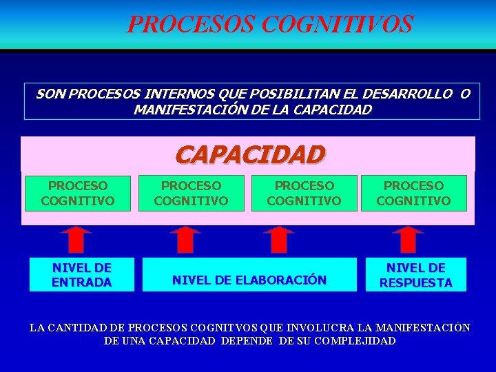 PROCESOS COGNITIVOS SON PROCESOS INTERNOS QUE POSIBILITAN EL DESARROLLO O MANIFESTACIÓN DE LA CAPACIDAD