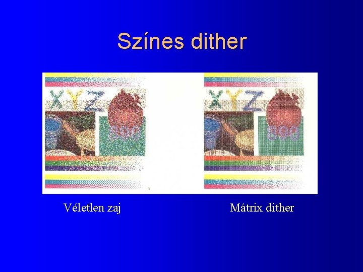 Színes dither Véletlen zaj Mátrix dither 