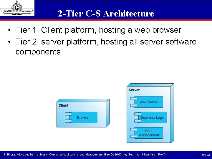 2 -Tier C-S Architecture • Tier 1: Client platform, hosting a web browser •