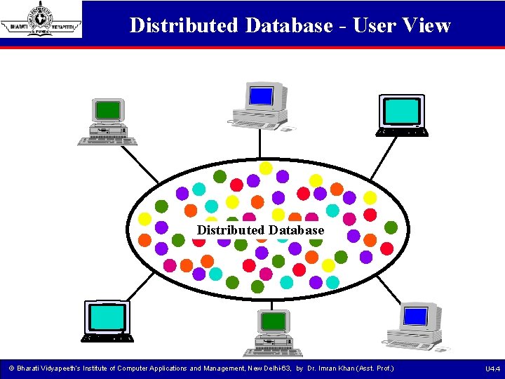 Distributed Database - User View Distributed Database © Bharati Vidyapeeth’s Institute of Computer Applications