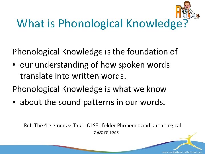 What is Phonological Knowledge? Phonological Knowledge is the foundation of • our understanding of