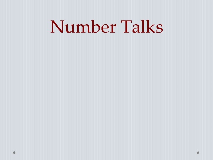 Number Talks 