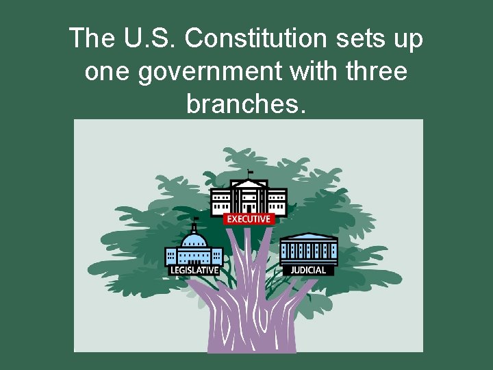 The U. S. Constitution sets up one government with three branches. 