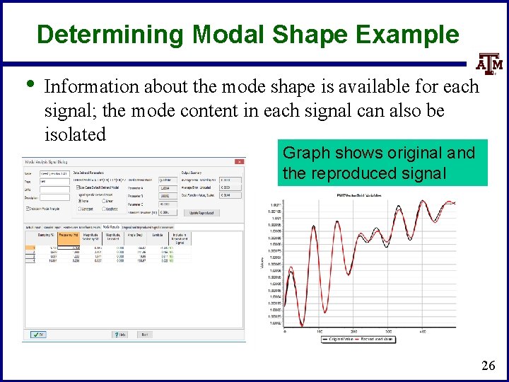 Determining Modal Shape Example • Information about the mode shape is available for each