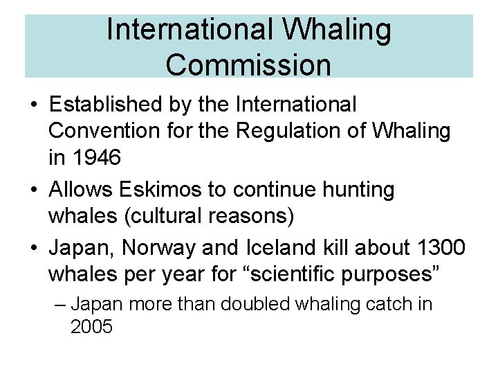 International Whaling Commission • Established by the International Convention for the Regulation of Whaling