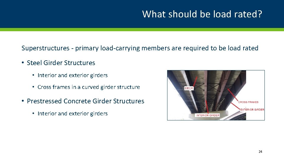 What should be load rated? Superstructures - primary load-carrying members are required to be